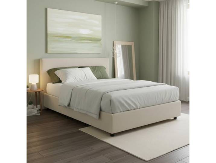 Talamo Italia - Lit double Chloe\, Lit coffre en tissu\, Ouverture frontale\, adapté pour matelas 140x200 cm\, 100% Made in Italy\, Beige
