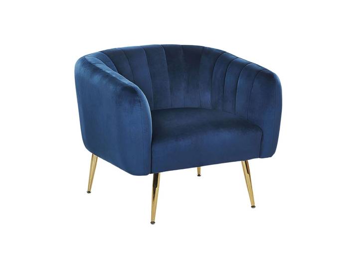 Fauteuil en velours bleu h70