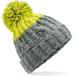 Beechfield Unisex Apres Beanie Bommel-Mütze B437 light grey/citron one size