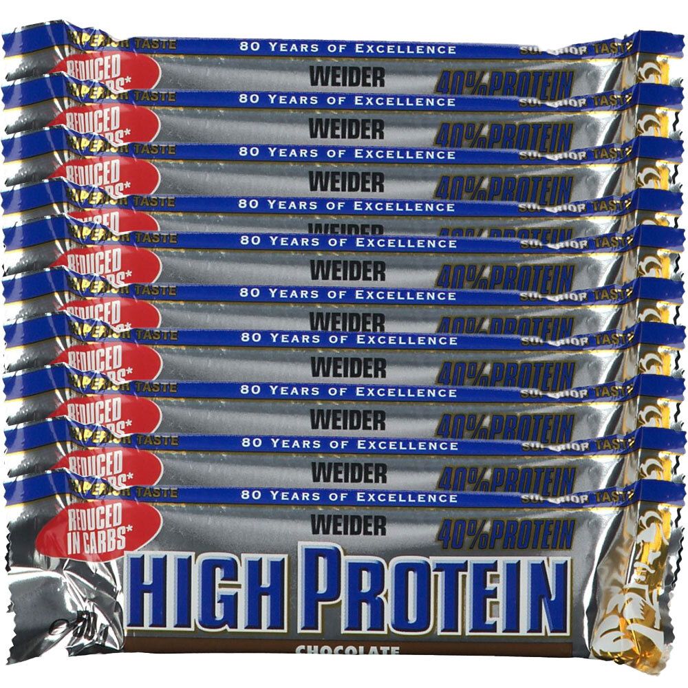 Weider 40 % High Protein Low Carb, Schokolade, Riegel 10x50 g