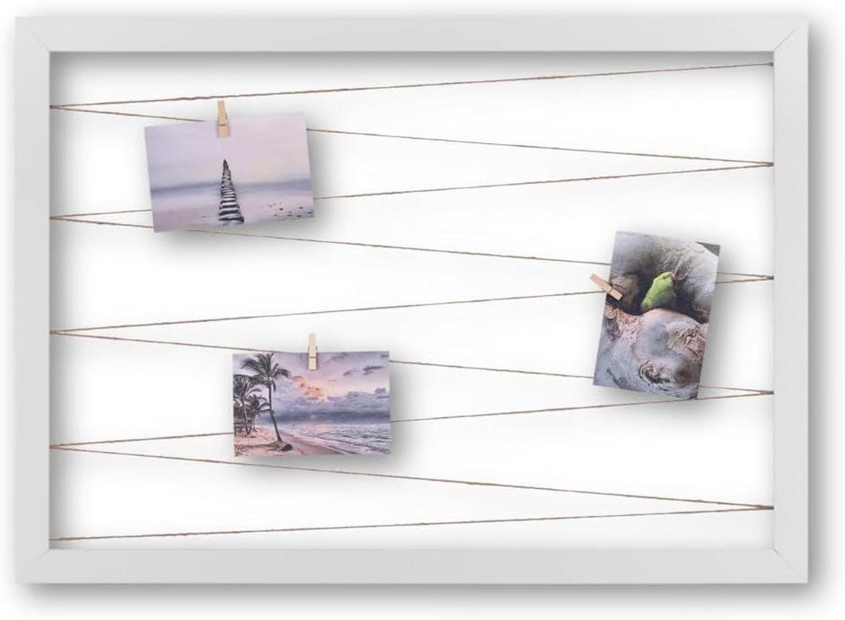 Wit Matte Fotohouder met Klemmen en Jute Band voor Wanddecoratie - 65 x 45 cm