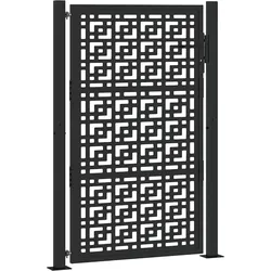 vidaXL Gartentor Schwarz 105x155 cm Stahl Kreuz-Design