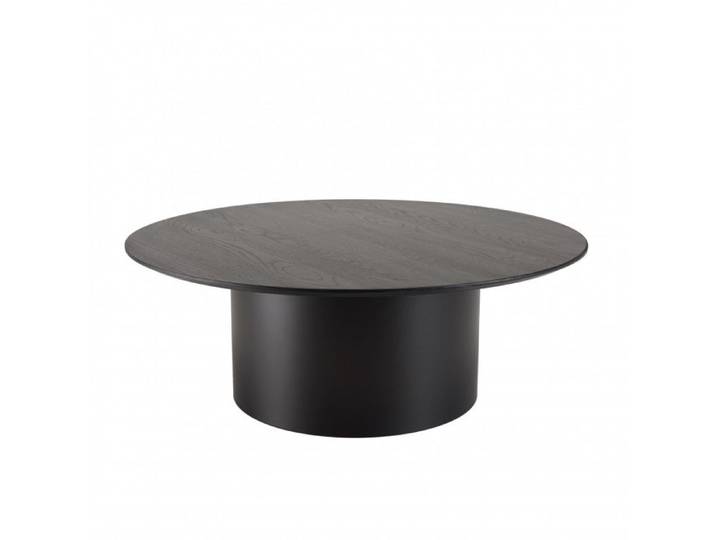 MACABANE DALY - Table basse ronde noire 90x90cm piètement métal DALY