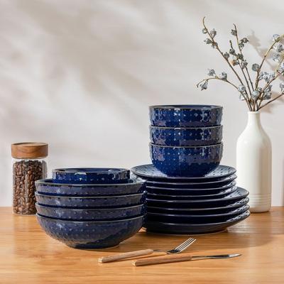 MALACASA LYDIA Embossed Stoneware 16-Piece Dinnerware Set