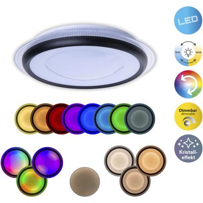 NÄVE LED Deckenleuchte "Canna", bunt, 1, Ø 45cm H: 10cm, 1 Stk., Leuchten, inkl.CCT- / RGB Farbwechsler, Infrarot Fernbedienung, dimmbar, d:45cm, LED Deckenleuchte