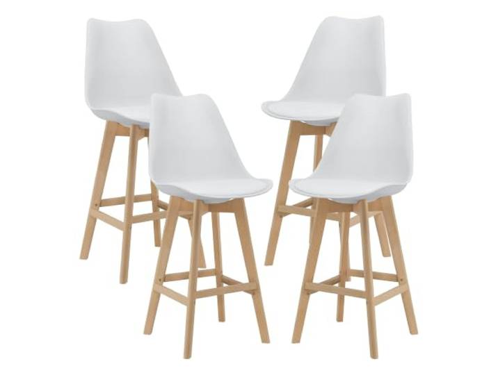 Helloshop26 Barhocker, Kunststoff, Buche, 105 x 48 x 58 cm, Weiß, 4 Stück, 03_0008716