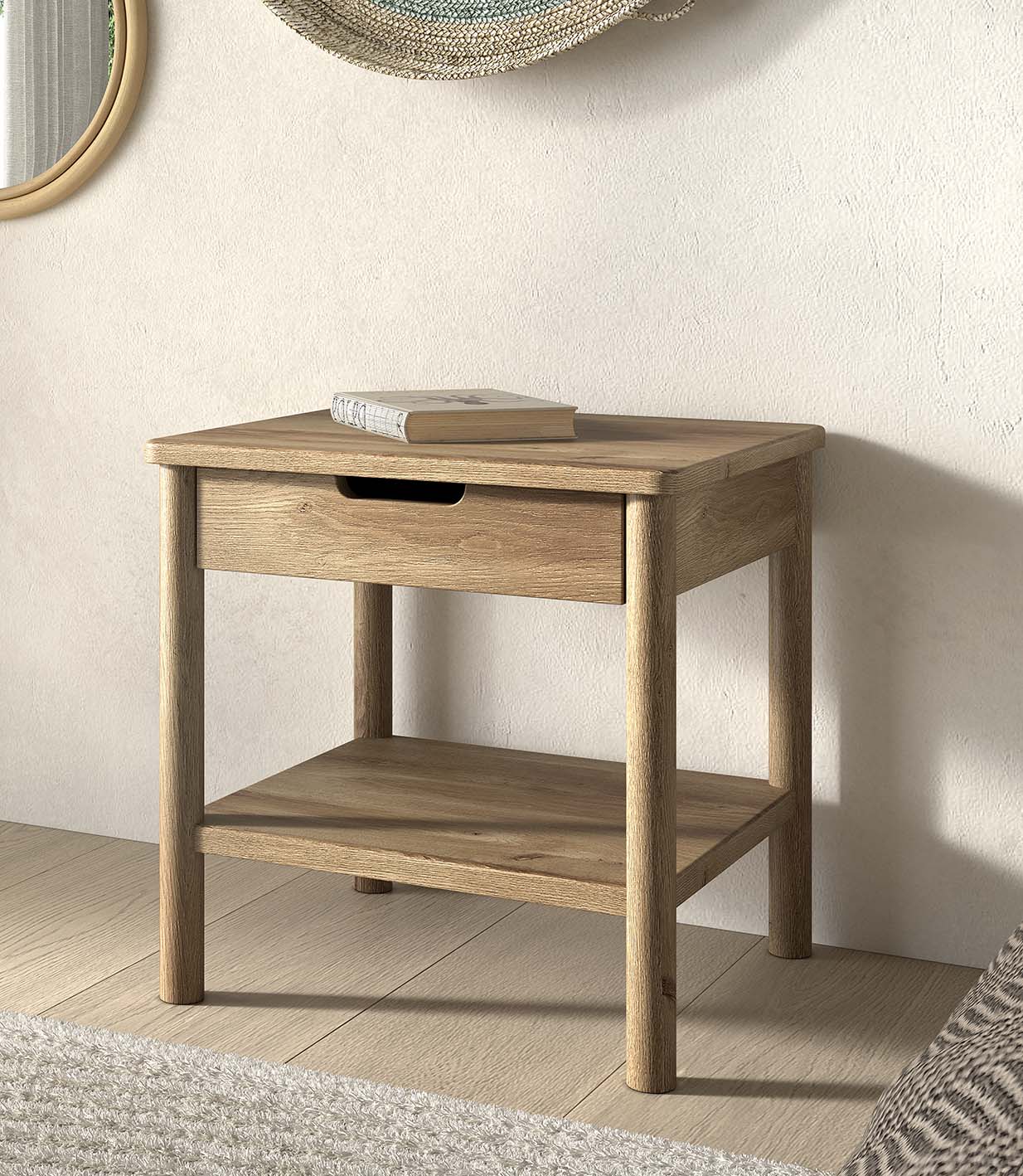 Nachtkonsole VIPACK "Olive, Eiche teilmassiv in zeitlosem Design, universell einsetzbar", braun (eiche natur), B:50cm H:50cm T:40cm, Holz teilmassiv, Sideboards, Nachtkonsole, sie kann recht oder links angestellt werden eiche natur B/H/T: 50cm x 50cm x 40