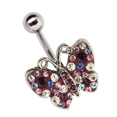 Bauchnabelpiercing ADELIA´S "Piercing Bauchnabelpiercing", lila, Piercings, Damen, onesize, Titan, Mit vielen kleinen Steinen in verschiedenen Farben verziert