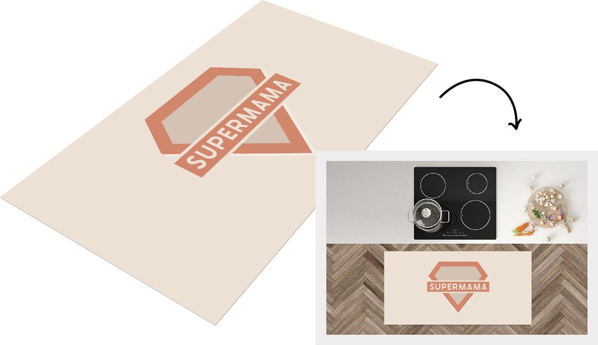 KitchenYeah Keukenloper Vinyl met Super Mama Quote - 120 x 60 cm