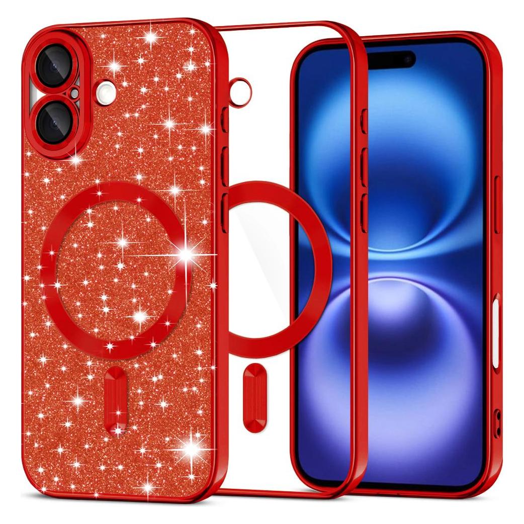 Techsuit - Luxury Glitter MagSafe - iPhone 16 - Red (Apple iPhone 16) (56359667)