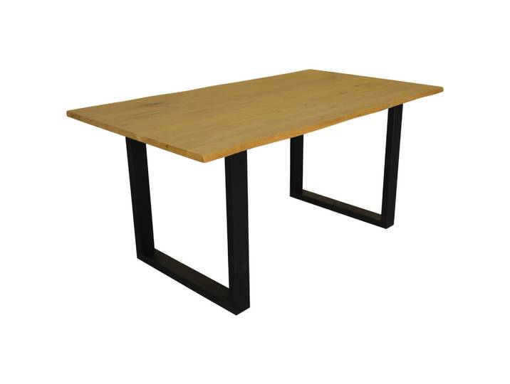 Livetastic Esstisch, Schwarz, Eiche, Holz, Metall, Eiche, vollmassiv, 90x76x160 cm, Esszimmer, Tische, Esstische