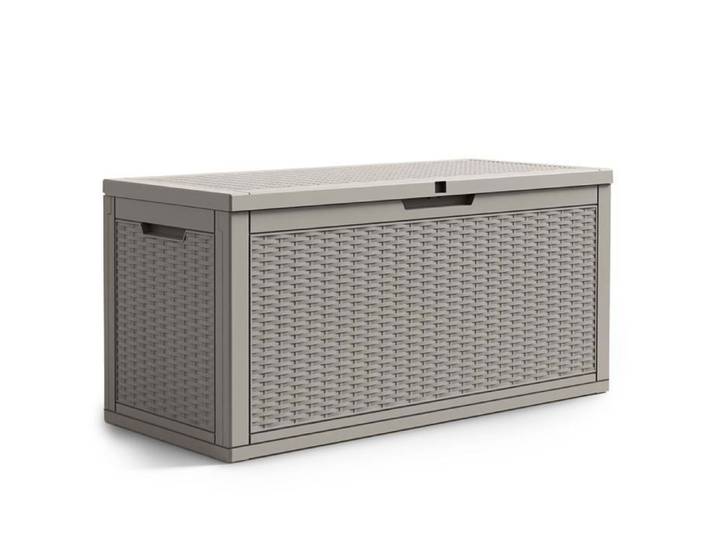 Coffre de jardin imperméable 340L boîte de rangement extérieur balcon terrasse plastique polypropylène gris