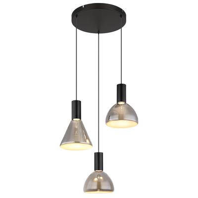 GLOBO LIGHTING Hängeleuchte "LABORA", schwarz (schwarz matt), 1, Ø 42cm H: 150cm, 1 Stk., Leuchten, LED Hängeleuchte für Esszimmer Rauchglas modern, Hängeleuchte