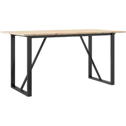 vidaXL Esstisch O-Gestell 160x80x75 cm Massivholz Kiefer und Stahl