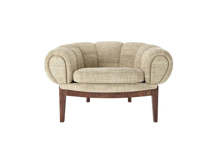 GUBI fauteuil CROISSANT en tissu (Cat. D, piment en noyer amcain - Tissu et bois massif)