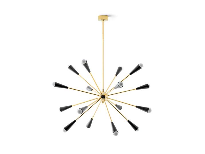 Sputnik LED-Hängeleuchte, 16-flg., gold/schwarz - Stilnovo - Wohnzimmer - Design - Metall - Mehrflammig