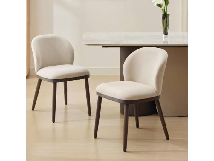 IDEALHOUSE Modern Ergonomisch Esszimmerstühle 2er, Bis 300kg, Leinenstoff hohe Belastbarkeit, Gepolsterte Sitzfläche, robuste Holzbeine, vielseitig für Küche, Esszimmer, Restaurant, Büro, Cremeweiß
