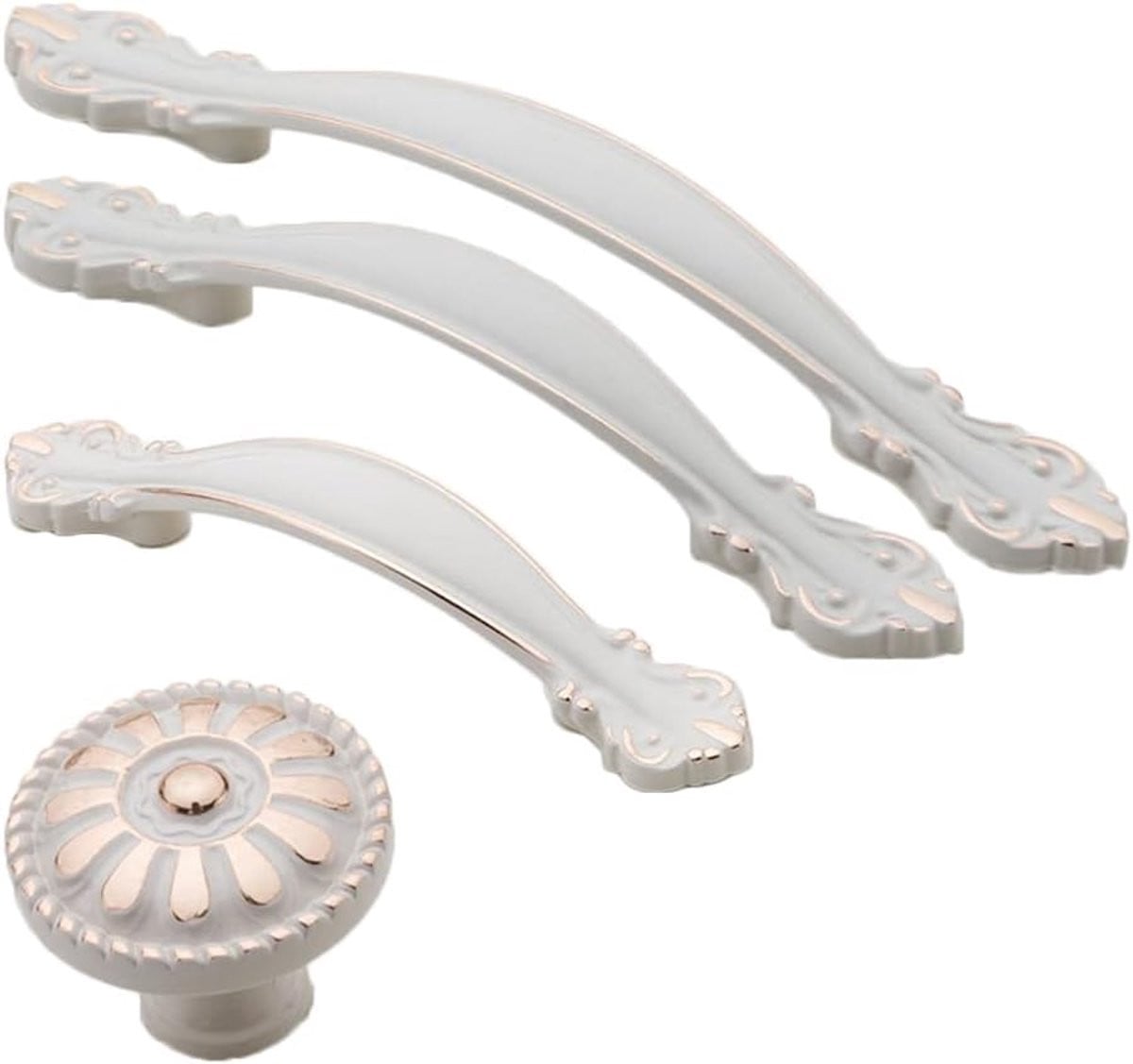 Set van 6 Vintage Kasthandgrepen in Antiek Brons - Gesneden Zinklegering - Lade Trekgrepen voor Meubel Decoratie