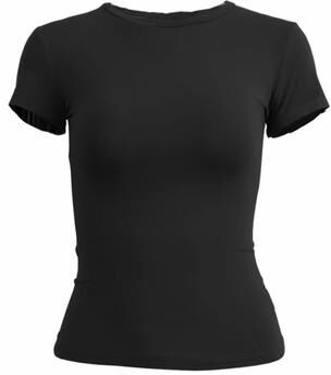 Inspired Finds UrbanEase Women's Slim Fit Knitted T Shirt Short Sleeve O Neck Streetwear Top For Everyday & Y2K Fashion Style black s
