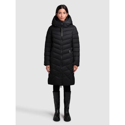 Steppmantel KHUJO "ODANA3", Damen, Gr. M, schwarz, 100% Nylon, unifarben, slim fit knielang, eingesetzt elastischer Bund, Mäntel Steppmantel