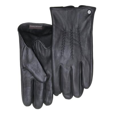 Lederhandschuhe PEARLWOOD "Gates", Herren, Gr. 8,5, schwarz, Schafsleder, Biesen, unifarben, Handschuhe, weiches Innenfutter aus Fleece