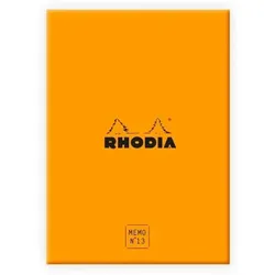 Rhodia Memoblock Rhodia N°13 (10,5 x 14,8 cm), in einer Box, liniert, 240 Blatt, einzeln eingeschweißt - Orange 194053C