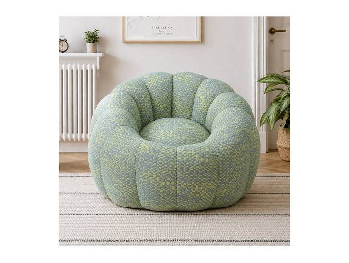 Odikalo Sitzsack Loungesofa Sofas wohnzimmer Blumenförmiger weiches Kürbis-Sofa (niedliches Akzentmöbel für Schlafzimmer Wohnzimmer Studentenwohnheim und Wohnung ideal zum Entspannen im Innenbereich Jacquard-Strickstoff)