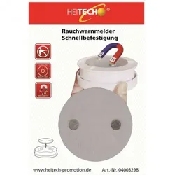 Heitech Rauchwarnmelder Schnellbefestigung Befestigung ohne Bohren, speziell für Wohnungen, Boote oder Betondecken