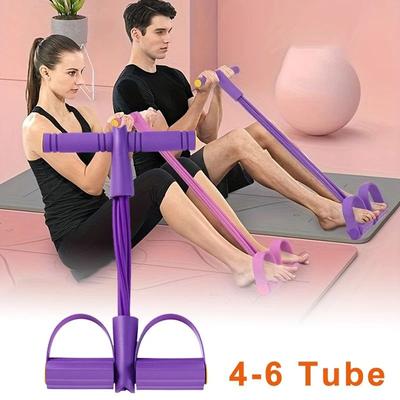 Uplift Picks 4 Level Resistance Band Trainer With Handles Home Workout Fitness Equipment pink 4 Tube