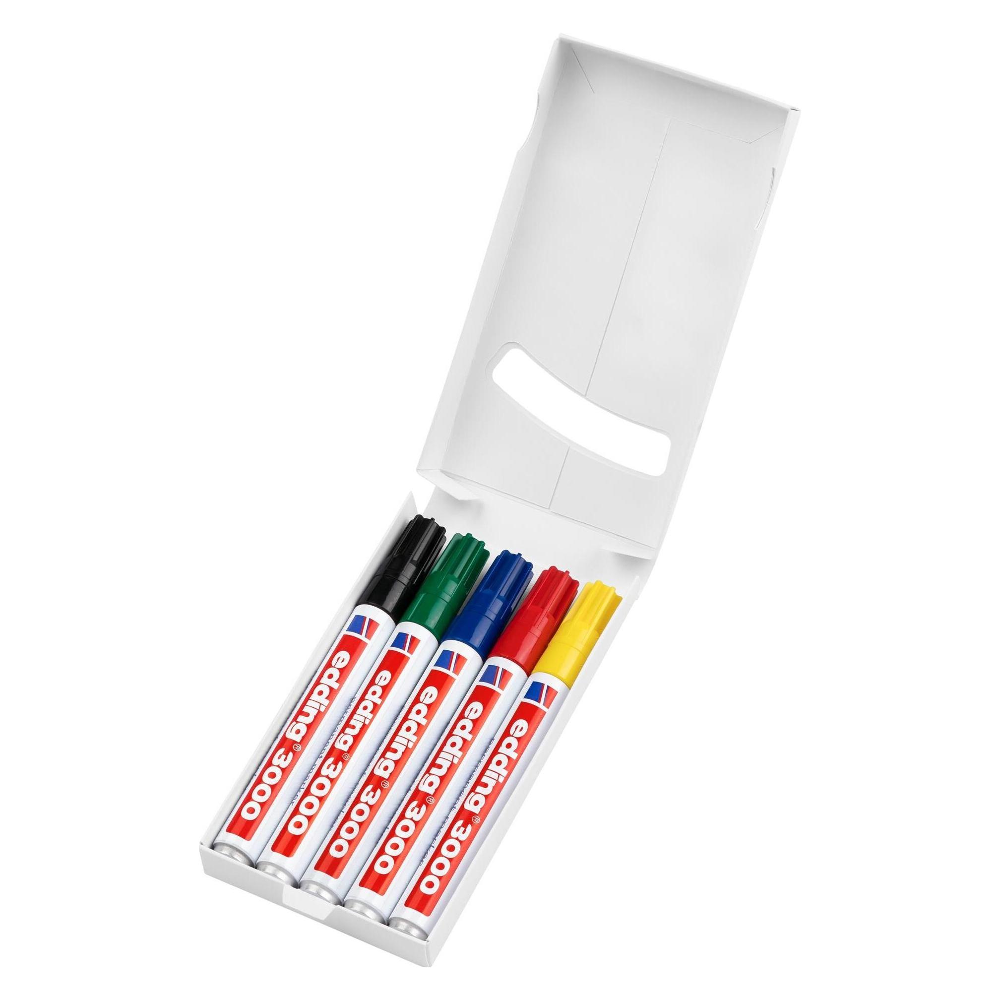 Edding Permanent-Marker 3000 5 Stück, Grün/Gelb/Blau/Rot (5x) (e-3000/5 standard)