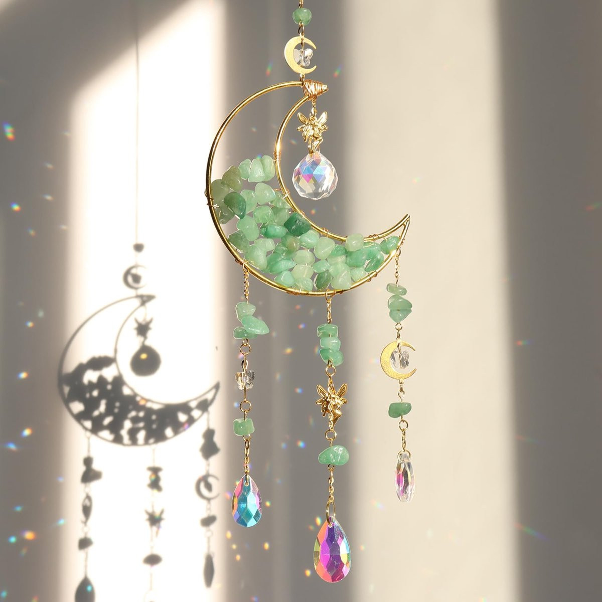 Dailygoods Zonnevanger Kristal - Paarse Natuurstenen Maanhanger - Hangend Ornament voor Raamdecoratie en Tuindecoratie