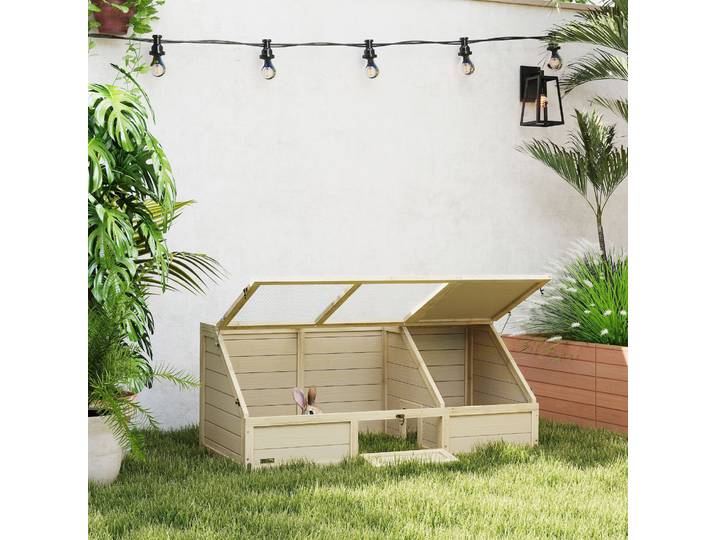 PawHut Enclos Tortues Bois Naturel Extérieur Sans Fond
