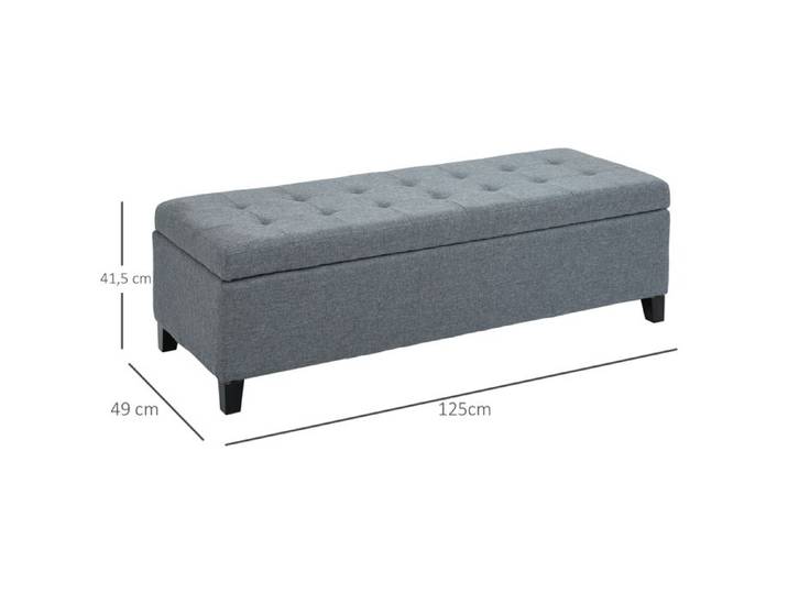Banc Banc rembourré avec espace de rangement Banc de lit avec couvercle en lin Banc coffre Banc de rangement pour le salon Chambre
