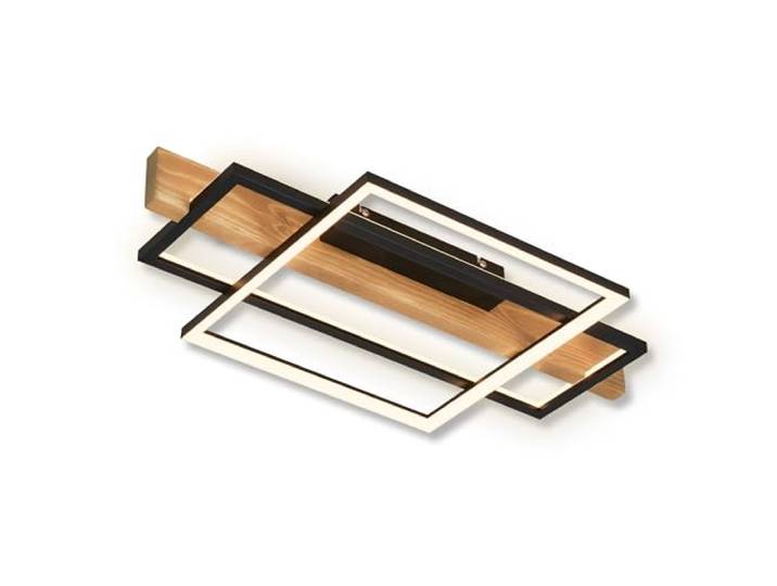 BRILONER - LED Deckenlampe mit Holzdekor, indirektes Licht, 3 Stufen Schaltung, LED Lampe, Deckenleuchte, Wohnzimmerlampe, Schlafzimmerlampe, Küchenlampe, 55x30x8 cm (LxBxH), Schwarz-Holz