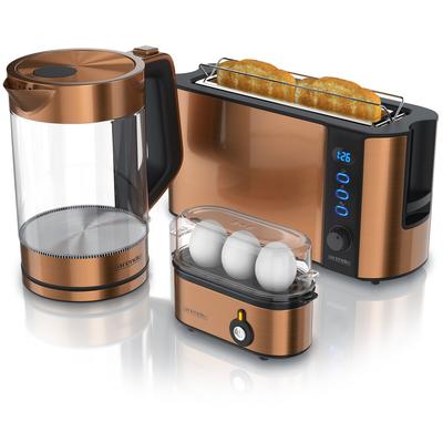 Arendo Frühstücksset 3 teilig, Wasserkocher, Toaster, Eierkocher