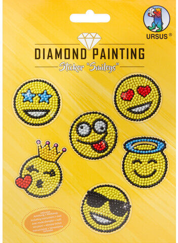 Ursus Diamond Painting Sticker "Smileys", 6 Stück