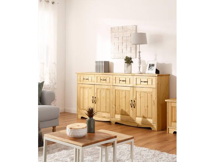 Sideboard OTTO HOME Trinidad , beige (natur, geölt), B:194cm H:89cm T:37cm, Sideboards, Sideboard, Kommode, Breite 194 cm