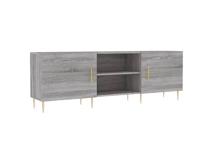 Roanoer TV-Schrank Grau Sonoma 150x30x50 cm Lowboard mit 4 Fächern Modernes Lowboard aus Holzwerkstoff mit Eisenbeinen und 4 Fächern für Wohnzimmer und Schlafzimmer.
