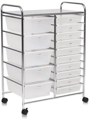 15-drawer Utility Organizer Rolling Cart with Wheels