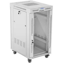 Lanberg rack cabinet 22U 600x800 glass (22 HE, 19 Zoll Rack), Serverschrank, Grau