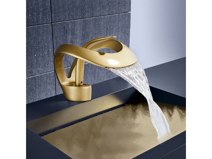 Robinet de salle de bain en cuivre à cascade, eau froide et chaude, design créatif, pour lavabo, durable, accessoire de salle de bain