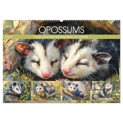 Opossums. Faszinierende Beutelratten in Öloptik (Wandkalender 2027 DIN A2 quer), CALVENDO Monatskalender