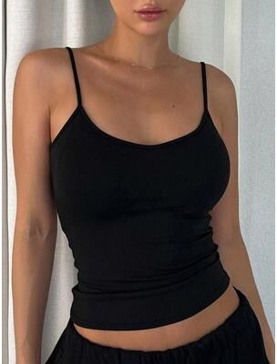 Daily Deals Depot Women Backless Cami Crop Top Summer Sleeveless Streetwear Casual Solid Color black s
