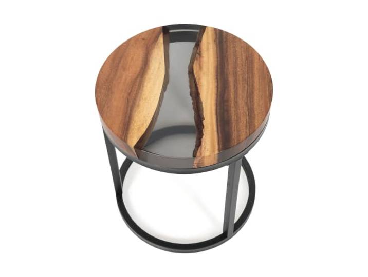 mobiltema – Beistelltisch nussbaum massivholz, jedes stück ist EIN unikat, klein und schmal beistelltisch rund Holz, nachttisch Holz massiv, runder couchtisch walnuss, mit Epoxidharz, 40Dx45H