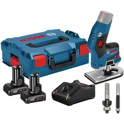 Bosch Hausgeräte, Fräse, Akku-Kantenfräse GKF 12V-8 12 V / 2x 4,0 Ah Akku + Ladegerät inkl. 2x Fräser in L (Kantenfräse)