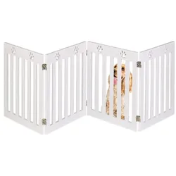 Relaxdays 4-teiliges Hundeabsperrgitter Pfoten Weiß