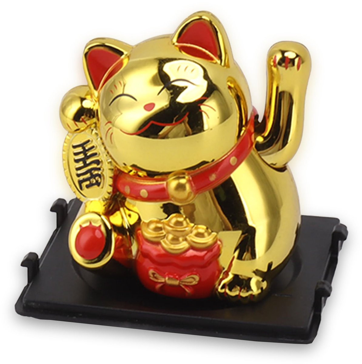 Maneki Neko Lucky Fengshui Kat - Wapperende Arm - Solar Fortune Cat Decoratie - 5 cm