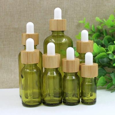 Uplift Essentials Olive Green Glass Dropper Bottle Refillable Travel Container For Essential Oils And Cosmetics 15ml