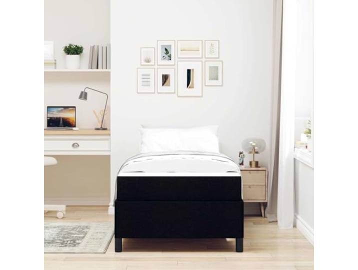 KTHLBRH Boxspringbett schwarz 100 x 200 cm Stoff Technisches Holz, mittlere Matratze, feste Latten, Stützlast 140 kg