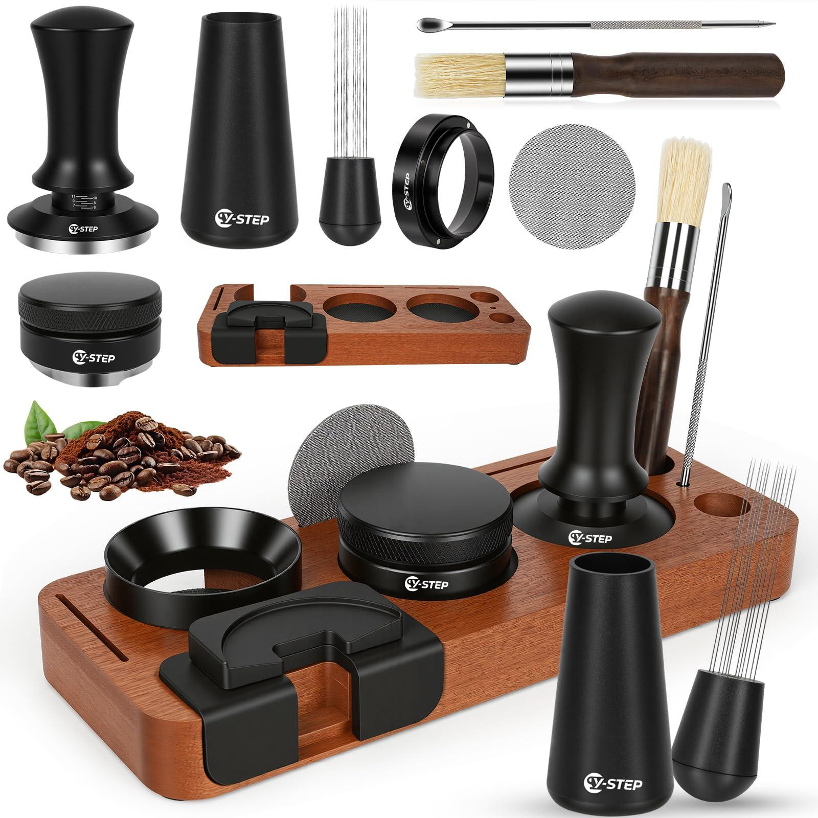 Selius Espresso-accessoires 8-delige set met 51 mm koffiestamper, tamperstation, WDT tool en doseerring